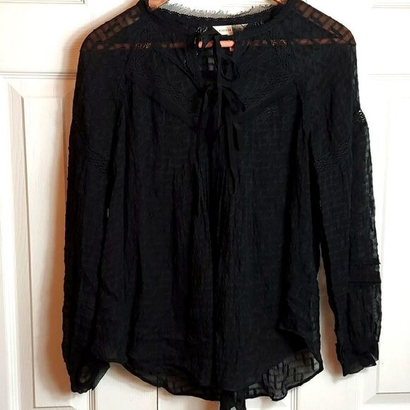 Rebecca Taylor Black Silk Blend Blouse Sz 0 - Picture 2 of 13